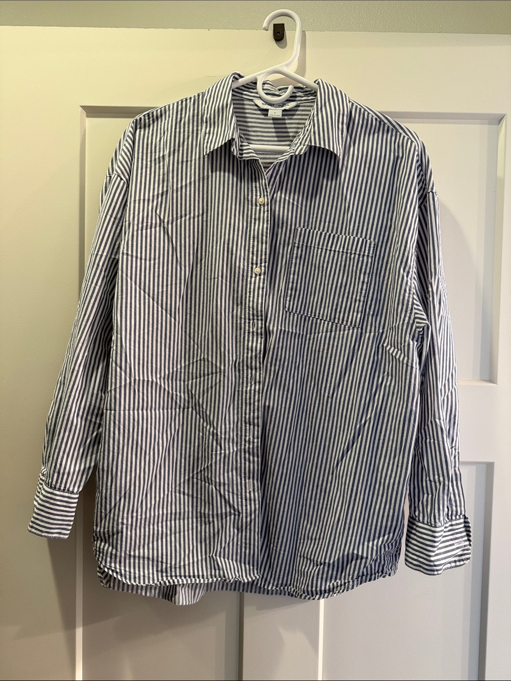 Old Navy Blue and White Striped Button-Down Shirt
